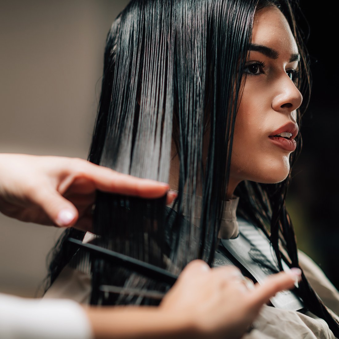 Hair Cutting in Hairdresser Salon